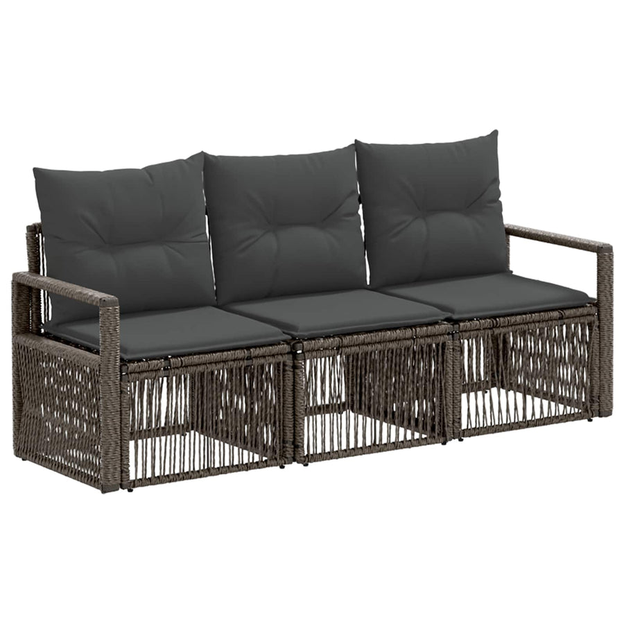 Tuinbankenset 3 pcs Grijs poly rattan