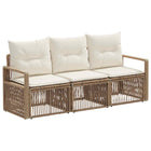 Tuinbankenset poly rattan 3-delig beige