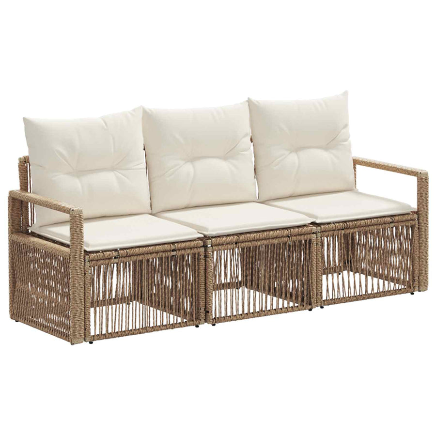 Tuinbankenset 3 pcs Beige poly rattan