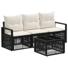 Garden bench set 4 pcs Black poly rattan