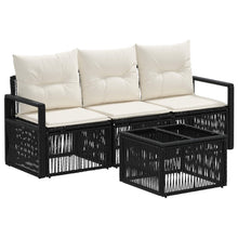 Tuinbankenset 4 pcs Zwart poly rattan