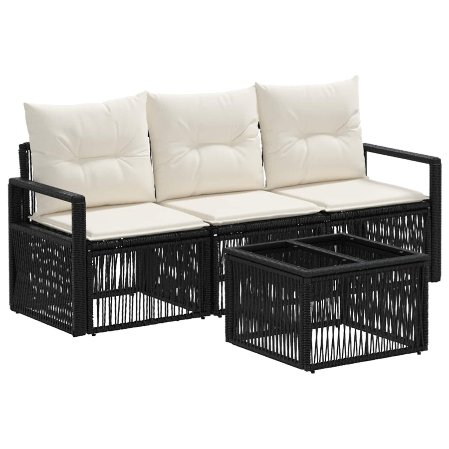 Tuinbankenset 4 pcs Zwart poly rattan