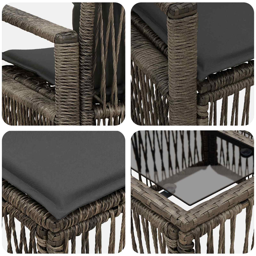 Tuinbankenset 4 pcs Grijs poly rattan