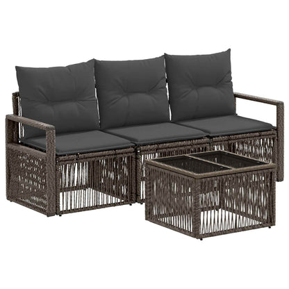 Tuinbankenset 4 pcs Grijs poly rattan
