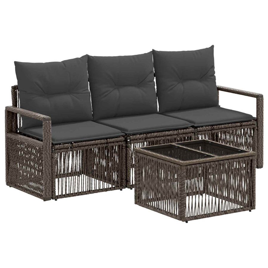 Tuinbankenset 4 pcs Grijs poly rattan