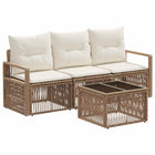 Garden Bench Set 4 pcs Beige poly rattan