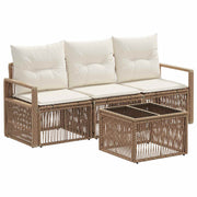 Tuinbankenset poly rattan beige 4-delig