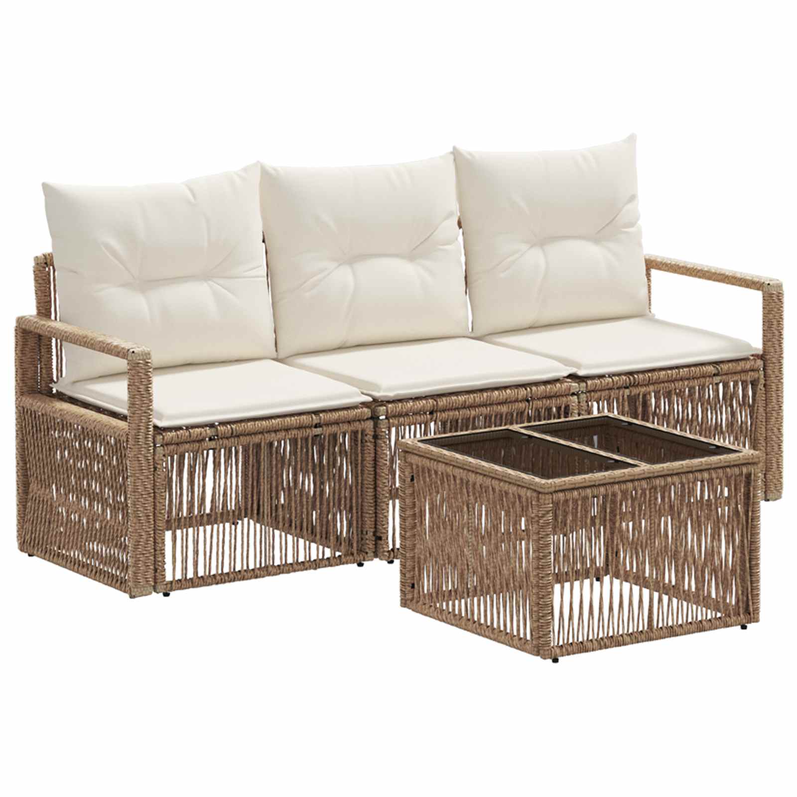 Tuinbankenset 4 pcs Beige poly rattan
