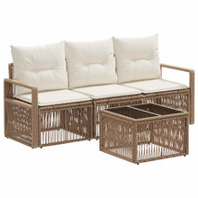 Tuinbankenset 4 pcs Beige poly rattan