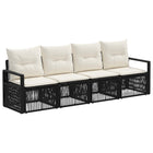 Tuinbankenset poly rattan 4-persoons zwart