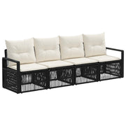Tuinbankenset poly rattan 4-persoons zwart