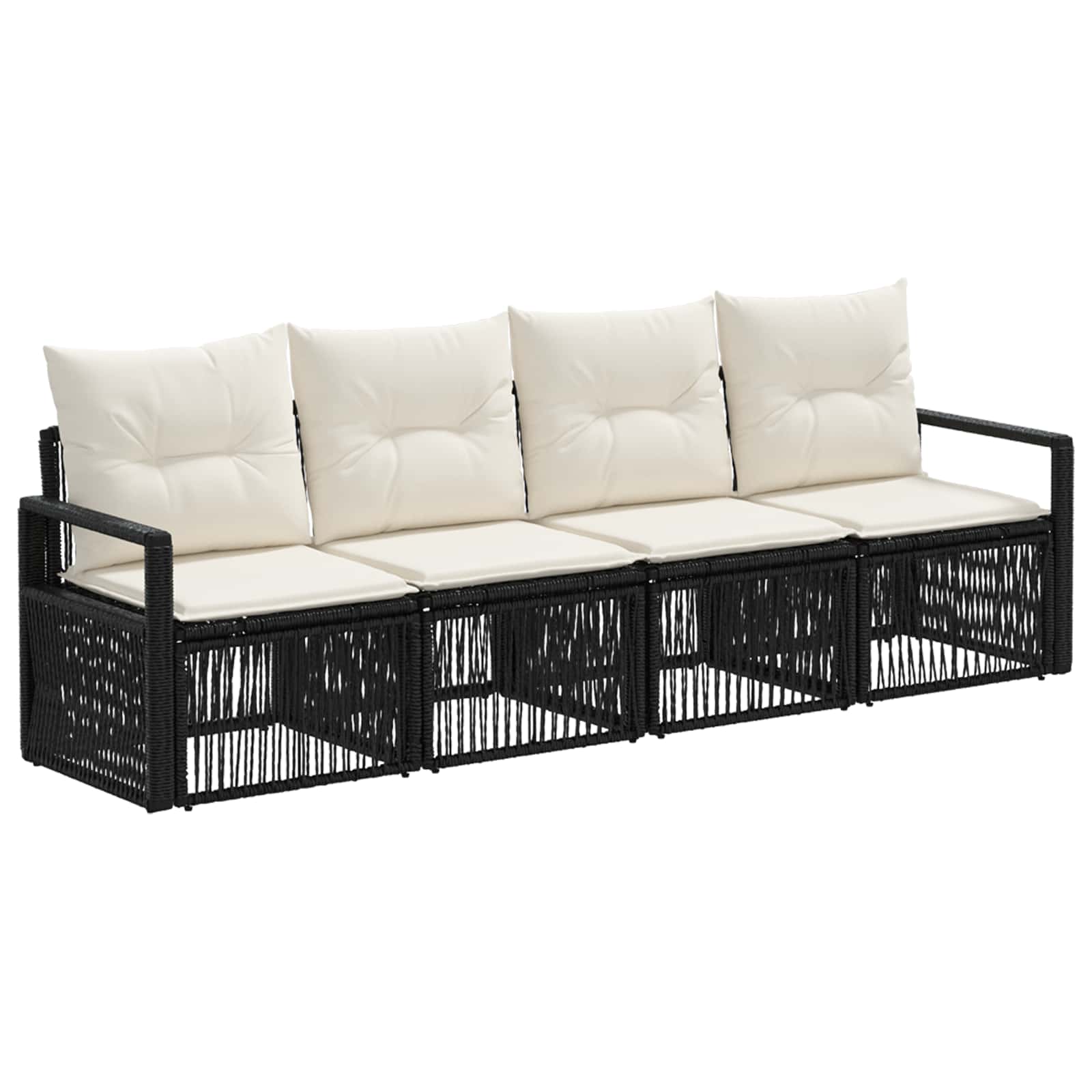 Tuinbankenset 4 pcs Zwart poly rattan