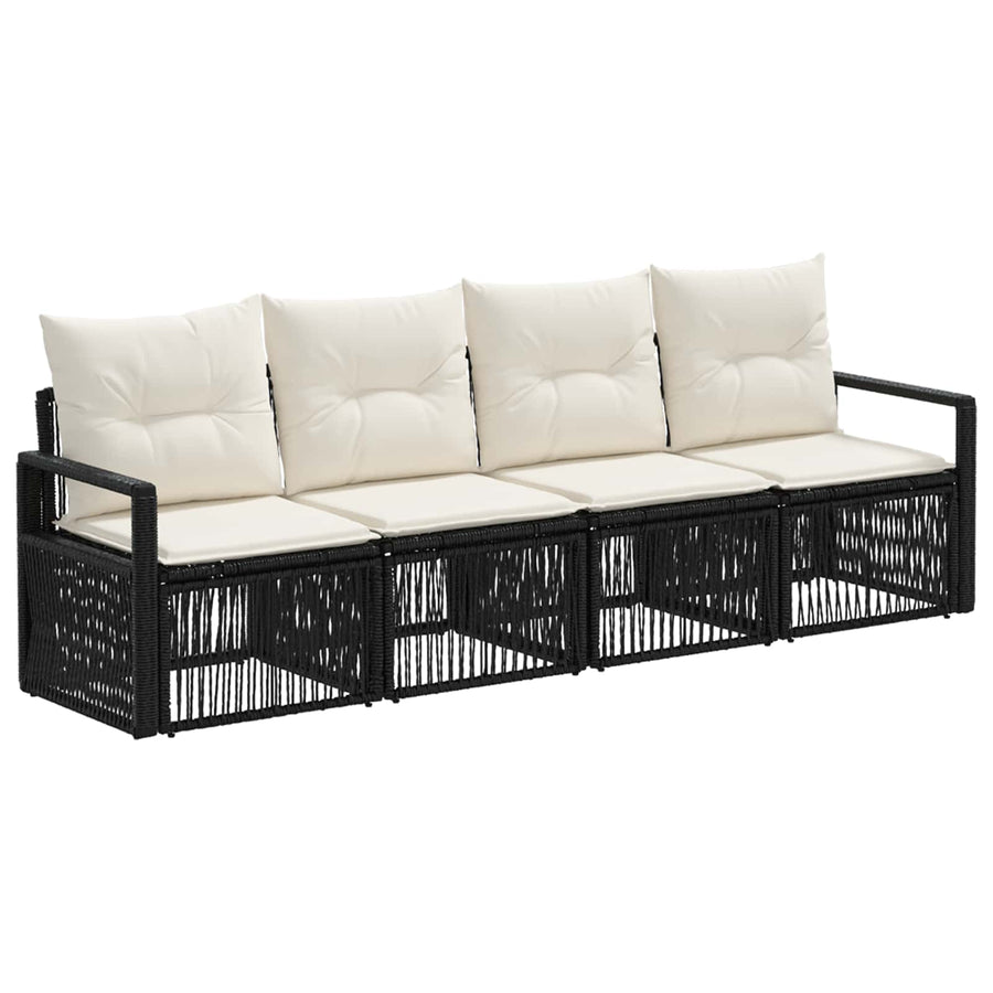 Tuinbankenset 4 pcs Zwart poly rattan