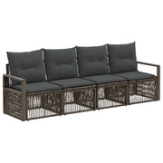 Tuinbankenset poly rattan grijs 4-delig