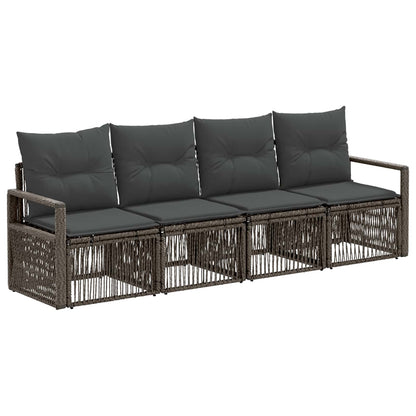 Tuinbankenset 4 pcs Grijs poly rattan
