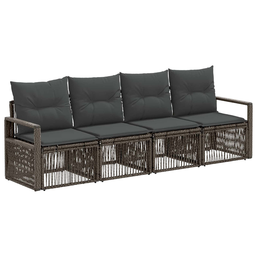 Tuinbankenset 4 pcs Grijs poly rattan