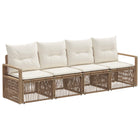 Tuinbankenset poly rattan beige 4 zitplaatsen