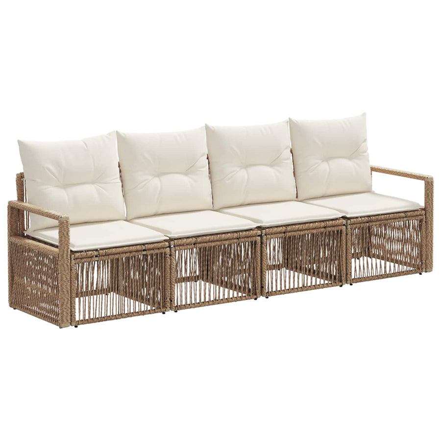 Tuinbankenset 4 pcs Beige poly rattan