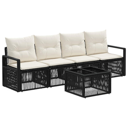 Tuinbankenset 5 pcs Zwart poly rattan