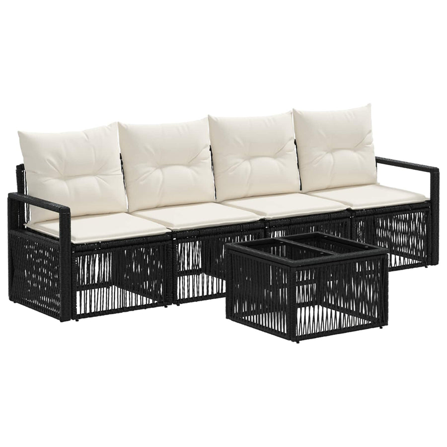 Tuinbankenset 5 pcs Zwart poly rattan