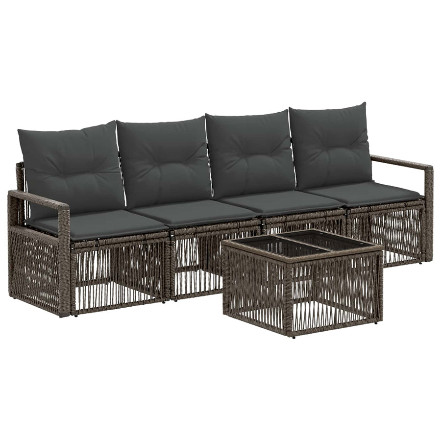 Tuinbankenset 5 pcs Grijs poly rattan