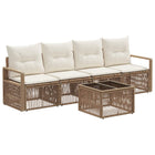 Garden Bench Set 5 pcs Beige poly rattan