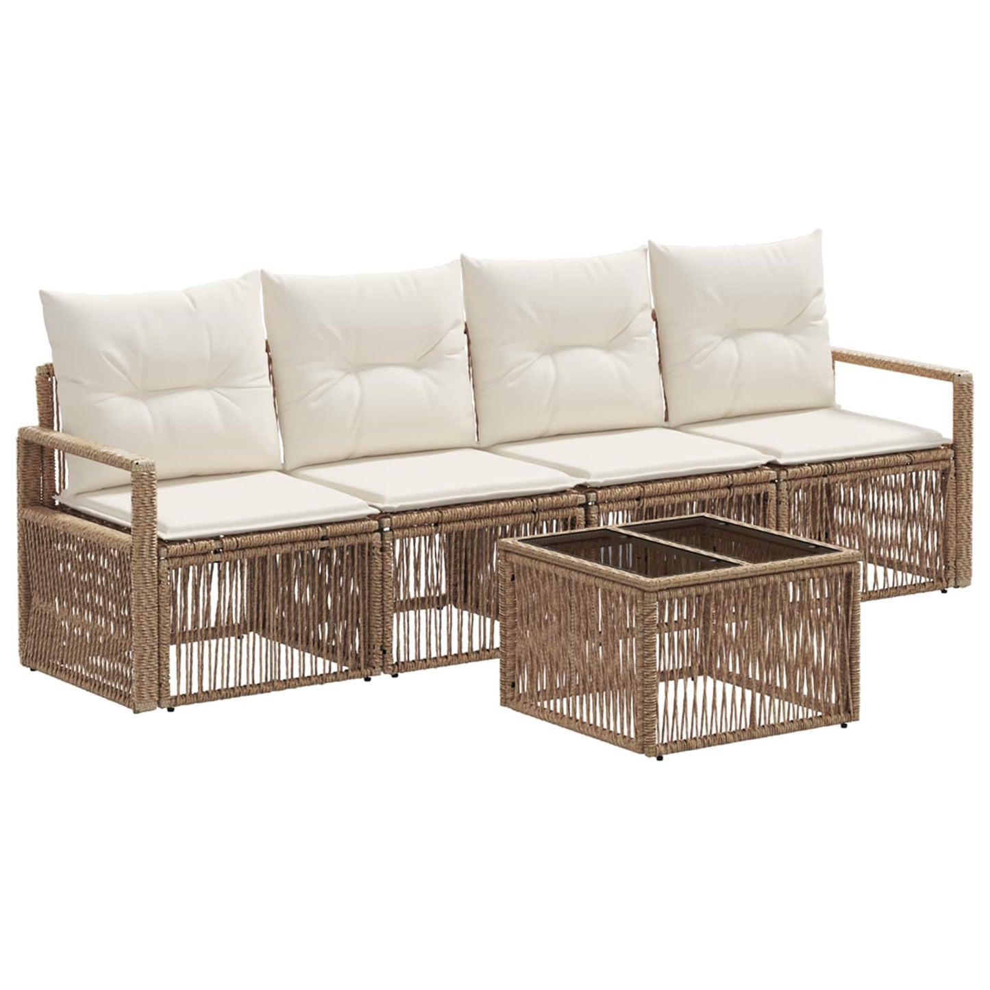 Tuinbankenset 5 pcs Beige poly rattan