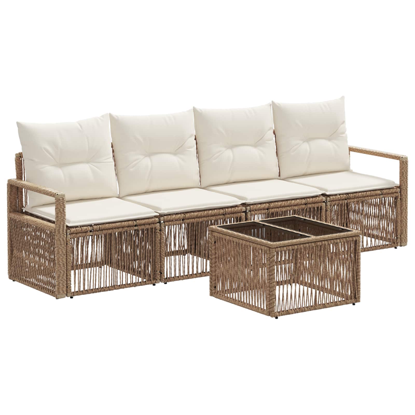 Tuinbankenset 5 pcs Beige poly rattan