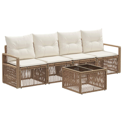 Tuinbankenset 5 pcs Beige poly rattan