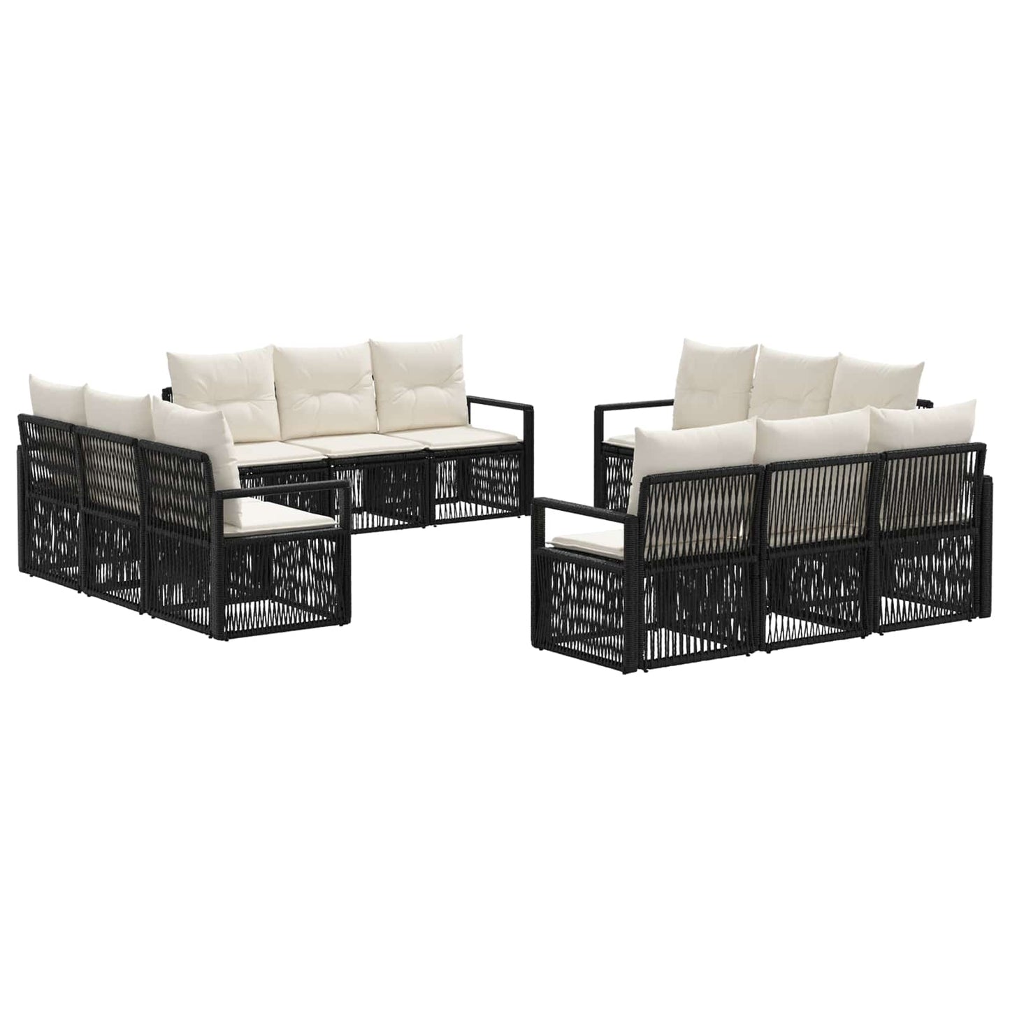 Tuinbankenset 12 pcs Zwart poly rattan