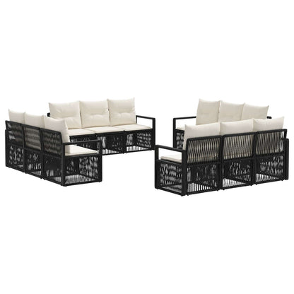 Tuinbankenset 12 pcs Zwart poly rattan