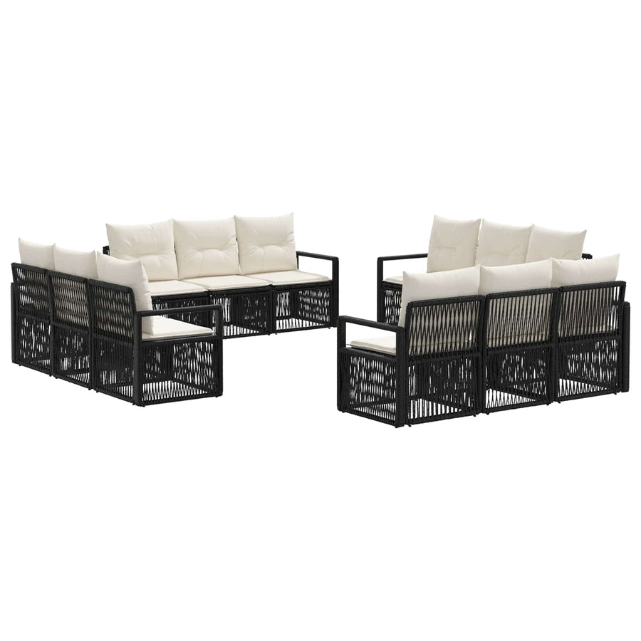 Tuinbankenset 12 pcs Zwart poly rattan