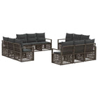 Tuinbankenset poly rattan grijs 12 stuks