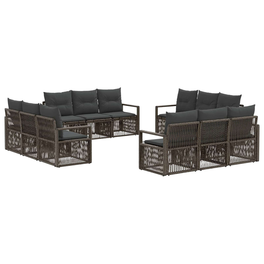 Tuinbankenset 12 pcs Grijs poly rattan