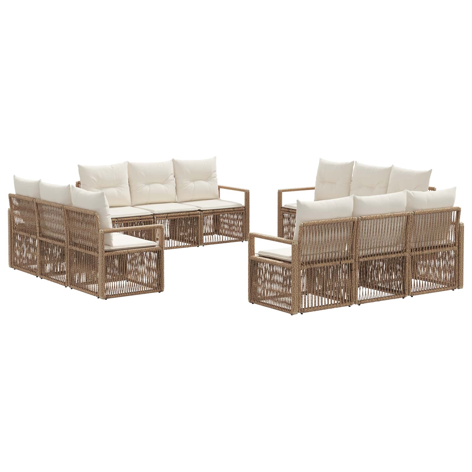 Tuinbankenset 12 pcs Beige poly rattan