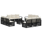 Garden bench set 13 pcs Black poly rattan
