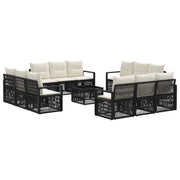 Tuinbankenset poly rattan zwart 13-delig