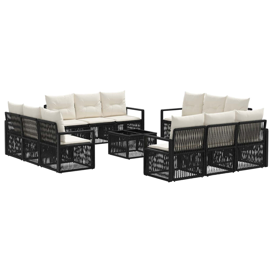 Tuinbankenset 13 pcs Zwart poly rattan