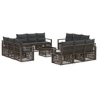 Garden Bench Set 13 pcs Grey poly rattan
