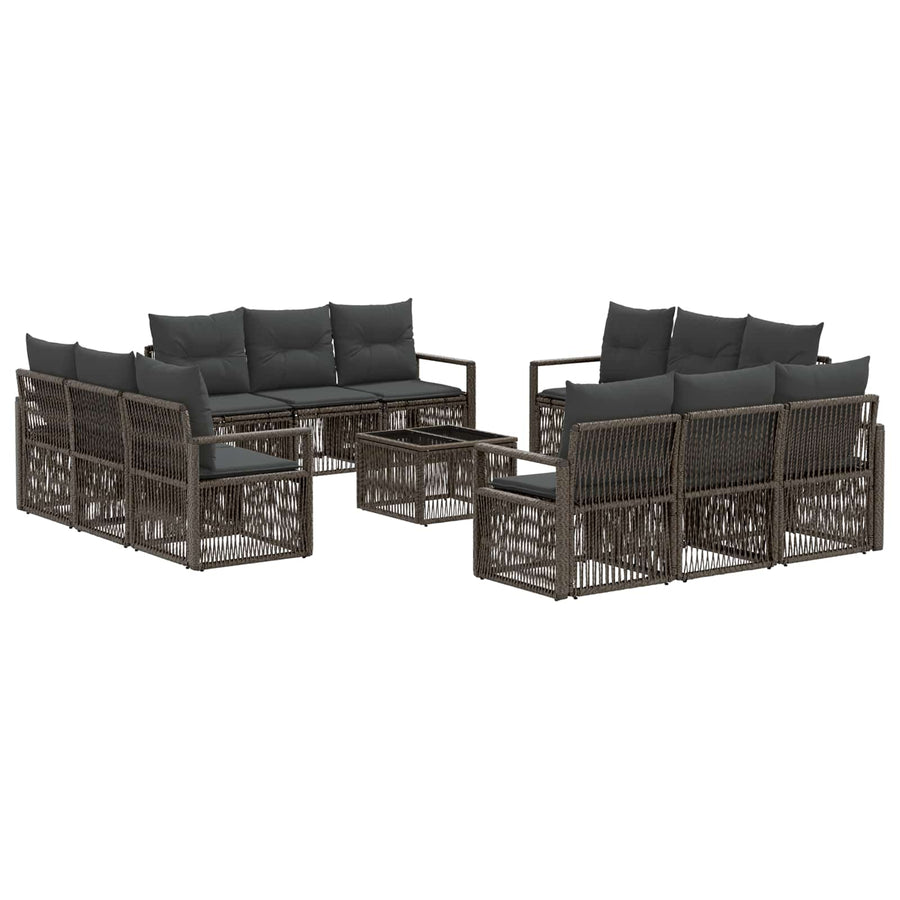 Tuinbankenset 13 pcs Grijs poly rattan