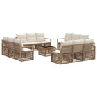 Garden bench set 13 pcs Beige poly rattan