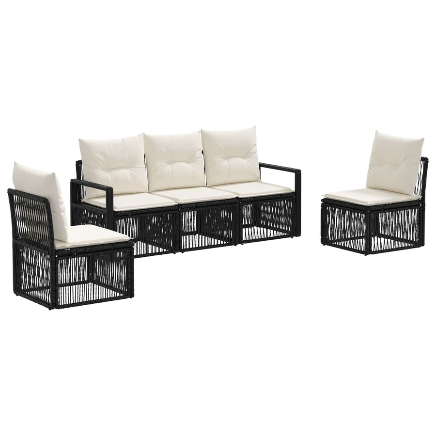Tuinbankenset 5 pcs Zwart poly rattan