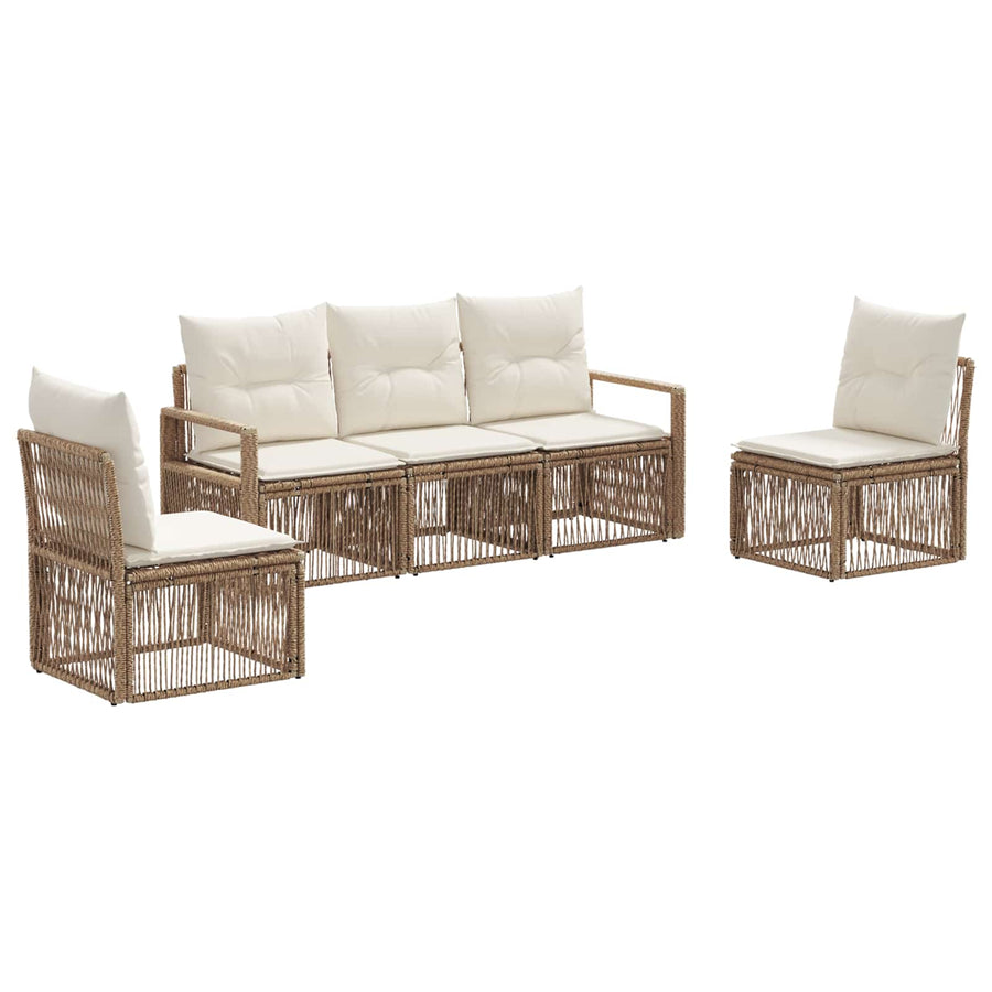 Tuinbankenset 5 pcs Beige poly rattan