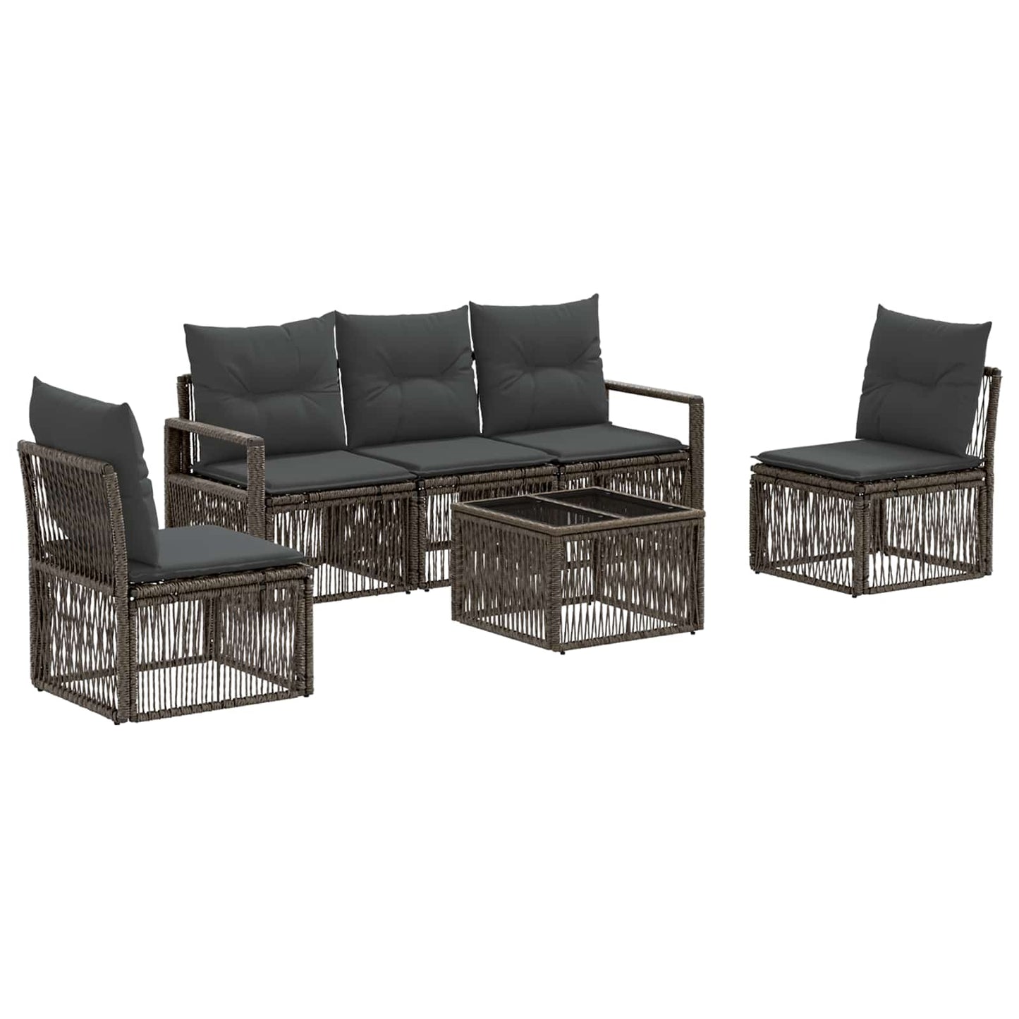 Tuinbankenset 6 pcs Grijs poly rattan