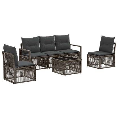 Tuinbankenset 6 pcs Grijs poly rattan