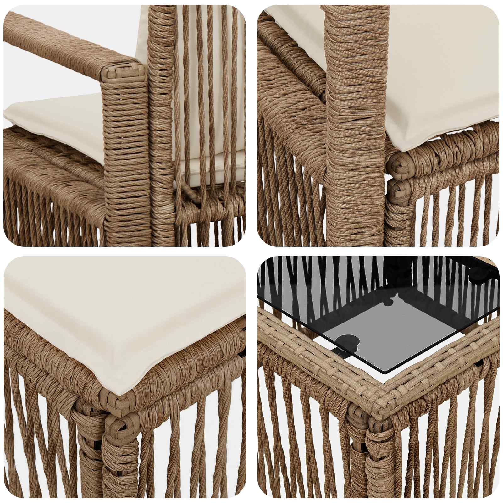 Tuinbankenset 6 pcs Beige poly rattan