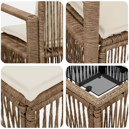 Tuinbankenset 6 pcs Beige poly rattan