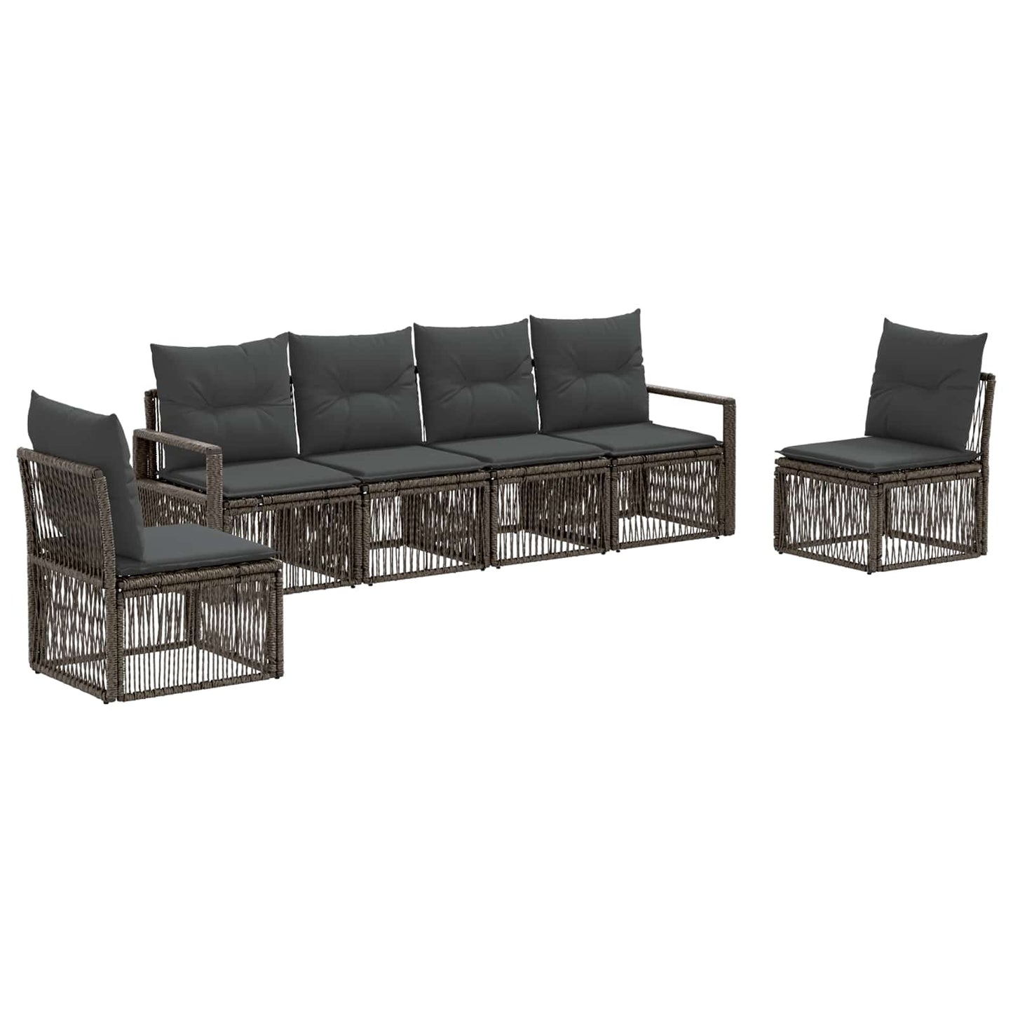 Tuinbankenset 6 pcs Grijs poly rattan