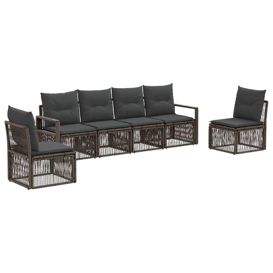 Tuinbankenset 6 pcs Grijs poly rattan