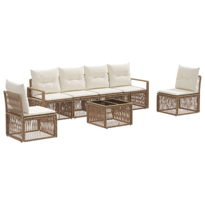 Tuinbankenset 7 pcs Beige poly rattan